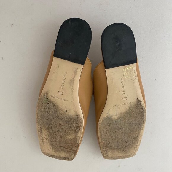 Wandler Megan Square Toe Mules Shoes Tan Brown - Picture 7 of 9
